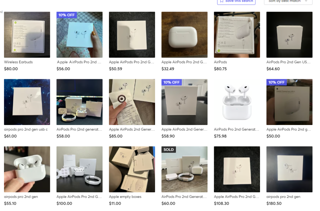 Mercari selling counterfeit airpods